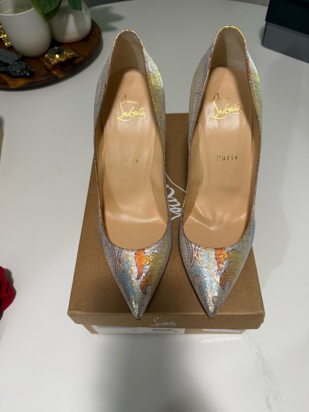 Christian Louboutin Metallic Multicolor Pointed-Toe Pumps